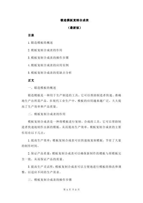 锻造模板复制合成表