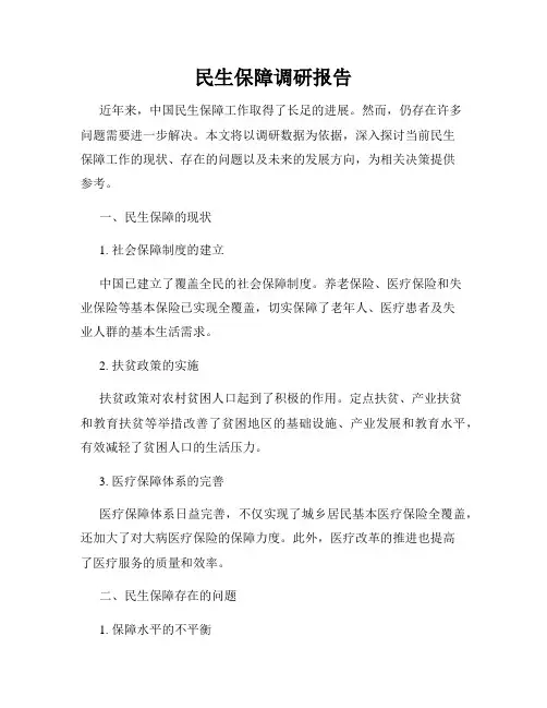 民生保障调研报告