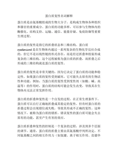 蛋白质复性名词解释