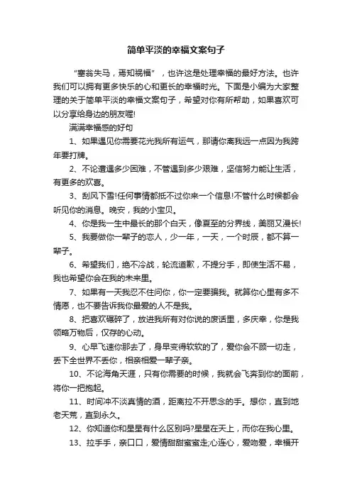 简单平淡的幸福文案句子