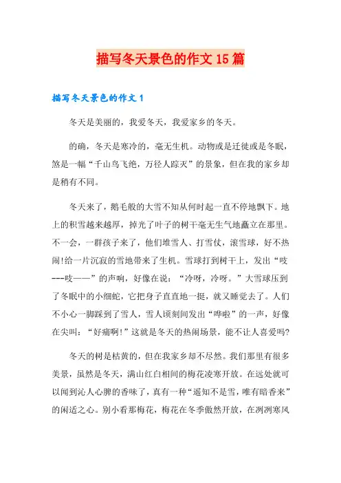 描写冬天景色的作文15篇