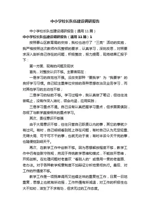 中小学校长队伍建设调研报告