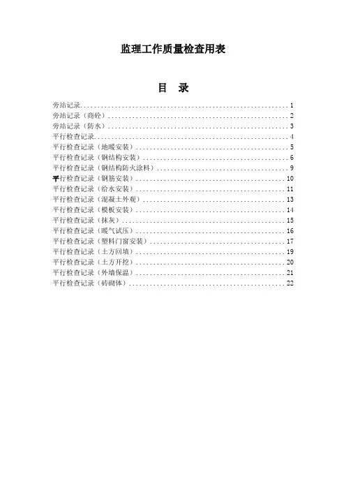 监理工作质量检查用表