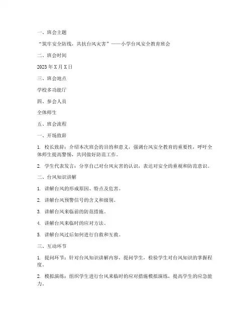 小学台风安全教育班会