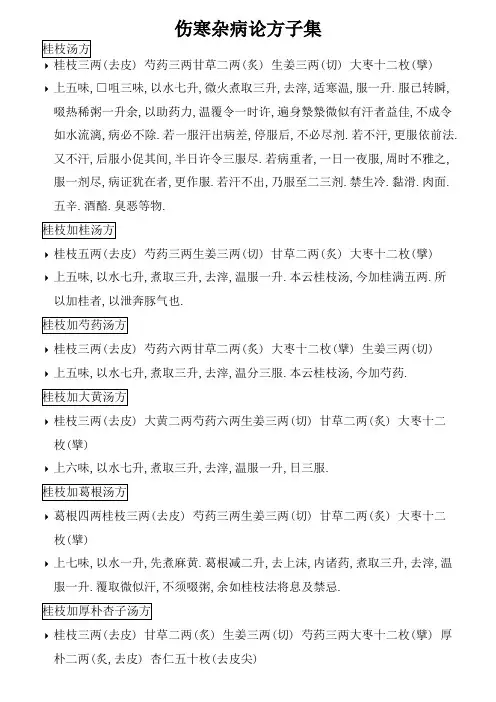 伤寒杂病论方剂集