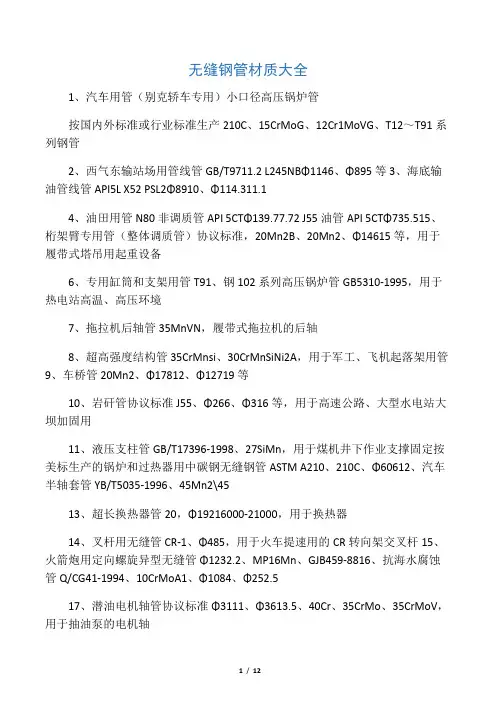 无缝钢管有什么材质解析