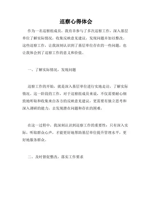 巡察心得体会