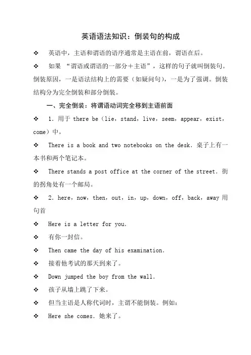 初三英语复习语法知识：倒装句的构成