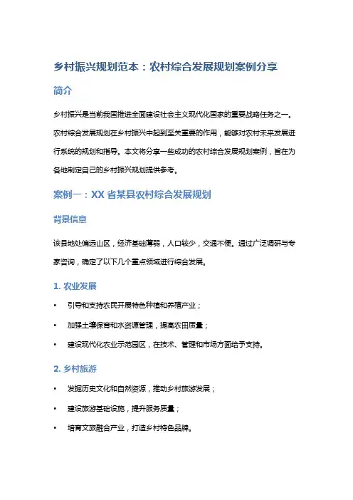 乡村振兴规划范本：农村综合发展规划案例分享