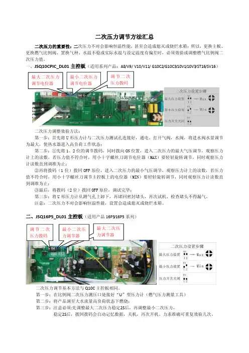 万和燃气热水器资料：二次压力调节方法汇总2014