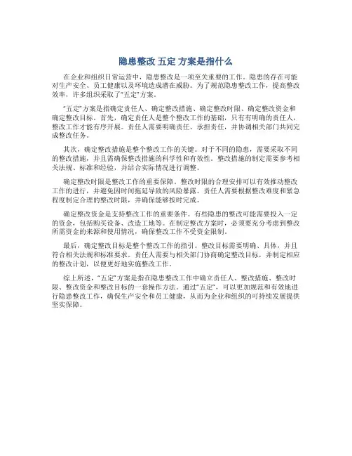 隐患整改 五定 方案是指什么