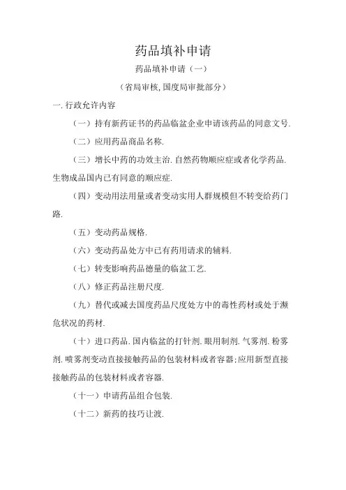 药品补充申请