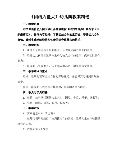 《团结力量大》幼儿园教案