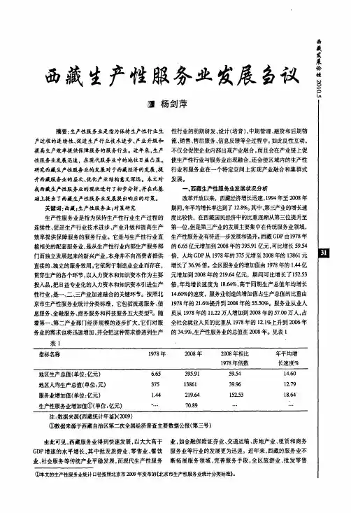 西藏生产性服务业发展刍议