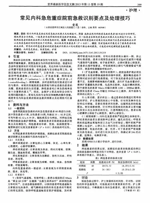 常见内科急危重症院前急救识别要点及处理技巧