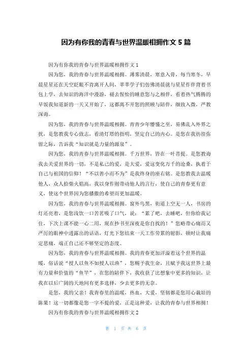 因为有你我的青春与世界温暖相拥作文5篇