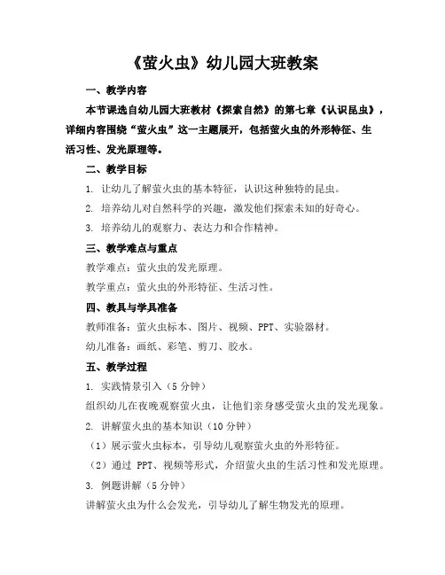 《萤火虫》幼儿园大班教案