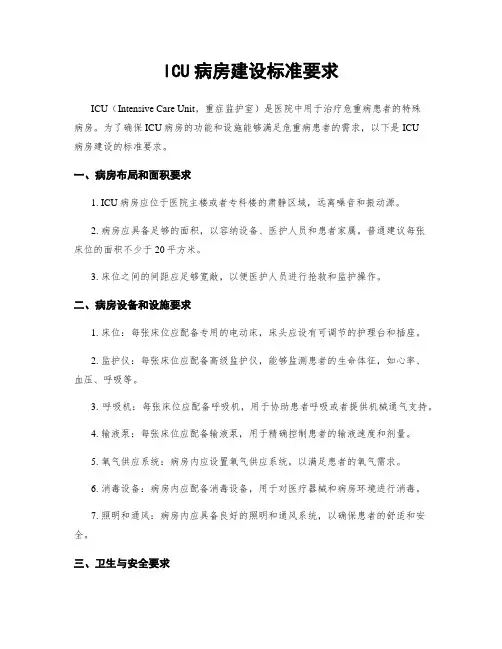 ICU病房建设标准要求