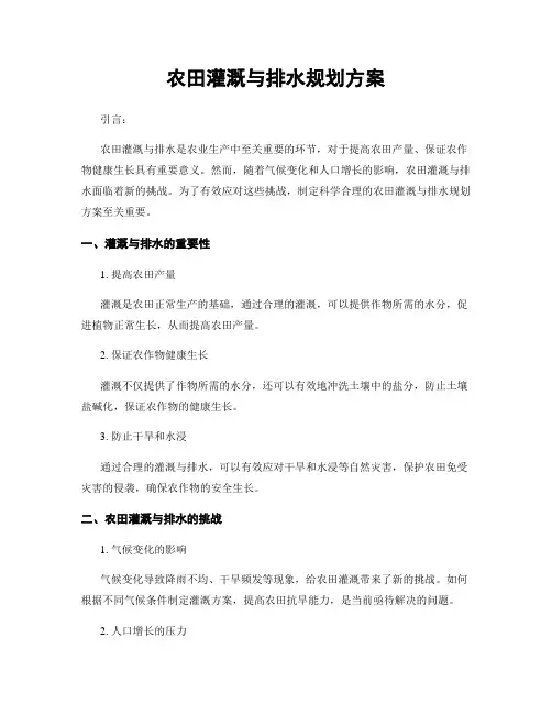 农田灌溉与排水规划方案
