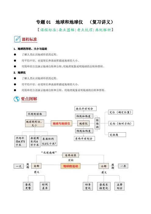 专题 地球和地球仪   (复习讲义) (解析版)