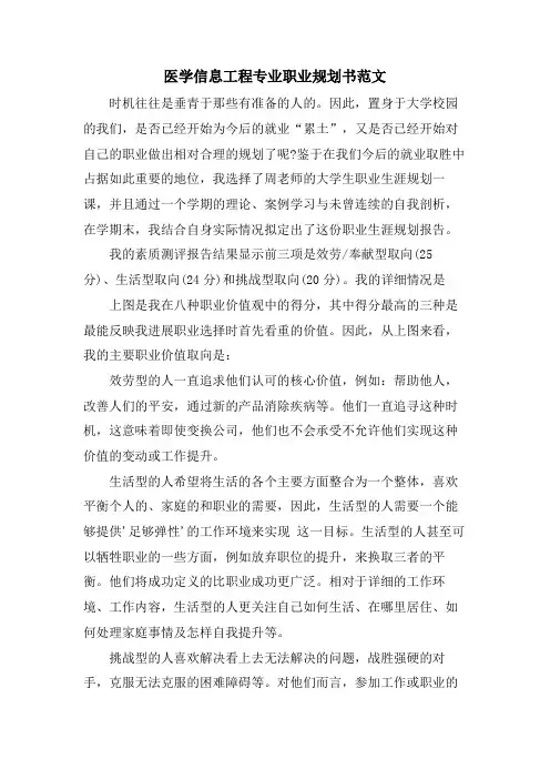 医学信息工程专业职业规划书范文