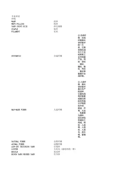 纺织专业术语
