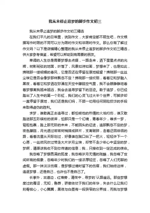 我从未停止追梦的脚步作文初三
