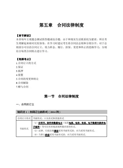 中级经济法知识点第五章(合同法律制度)