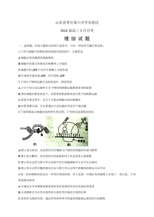 山东省枣庄第八中学东校区高三3月月考——理综(理综)