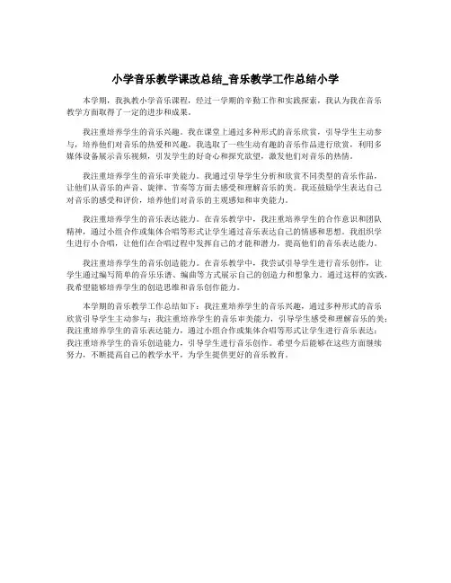 小学音乐教学课改总结_音乐教学工作总结小学