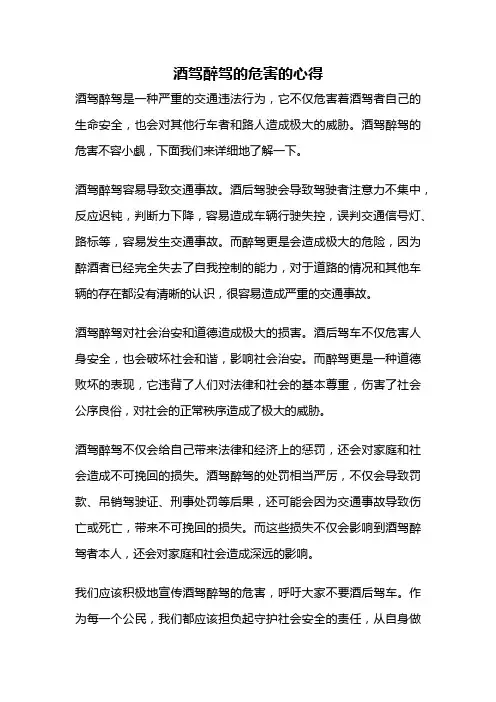 酒驾醉驾的危害的心得