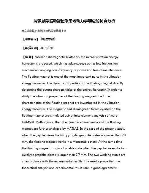 抗磁悬浮振动能量采集器动力学响应的仿真分析