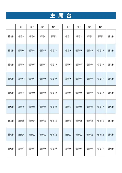 会议领导座次表EXCEL模板