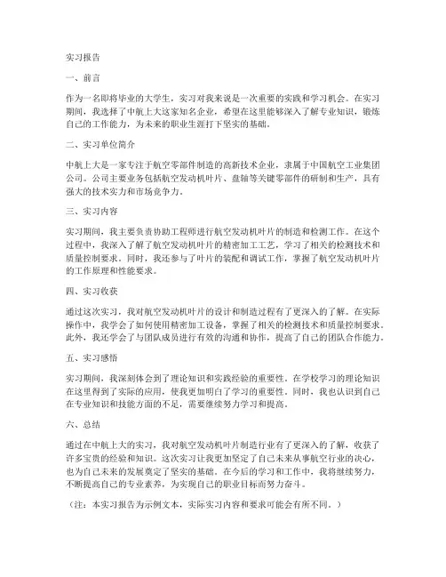 中航上大实习报告