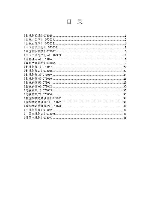中国传媒大学影视艺术学院戏剧影视文学专业教学大纲