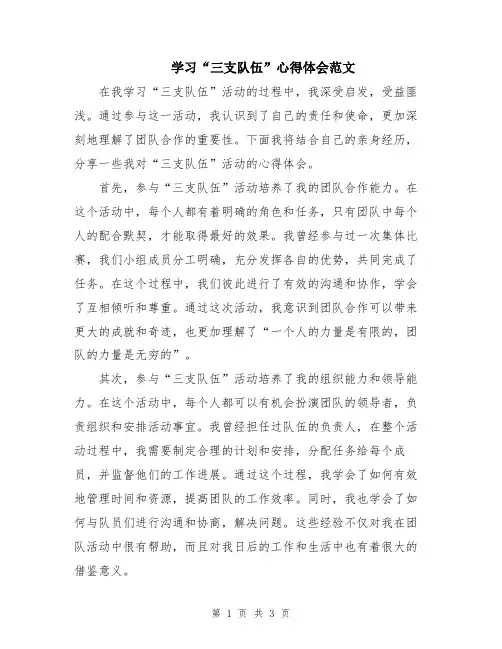 学习“三支队伍”心得体会范文