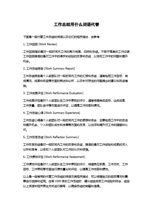 工作总结用什么词语代替