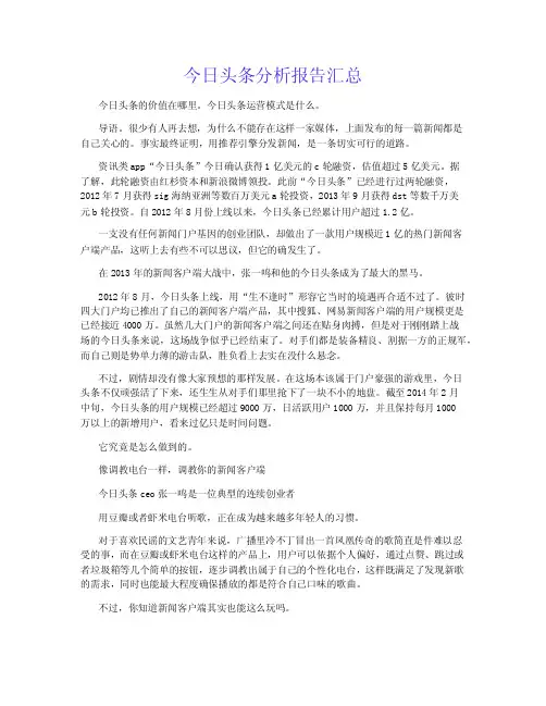 今日头条分析报告汇总