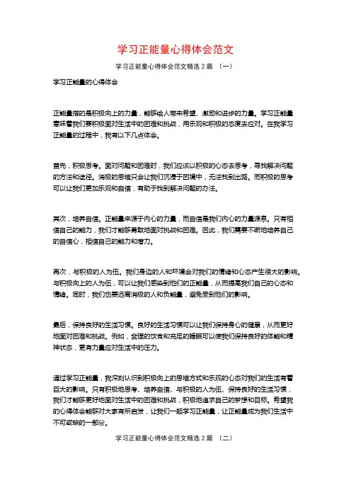 学习正能量心得体会范文2篇