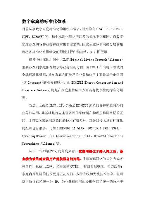 数字家庭的标准化体系