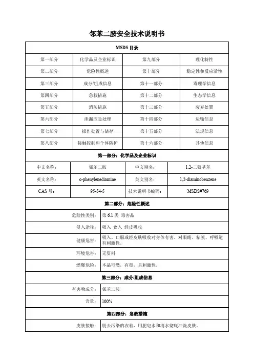邻苯二胺-安全技术说明书MSDS