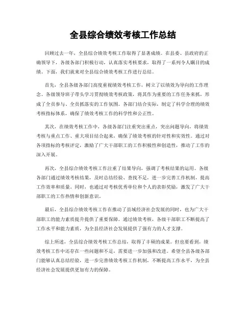 全县综合绩效考核工作总结