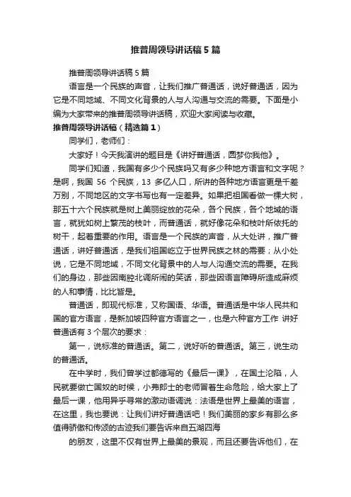 推普周领导讲话稿5篇