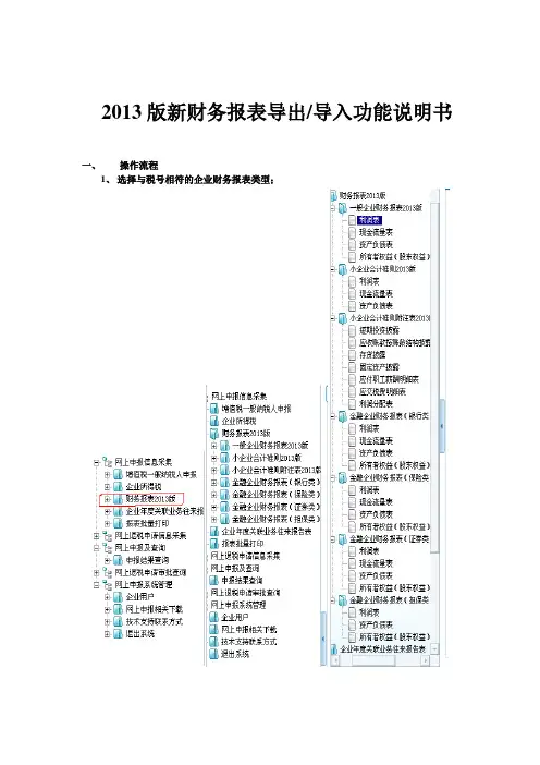 2013版财务报表导入功能操作手册