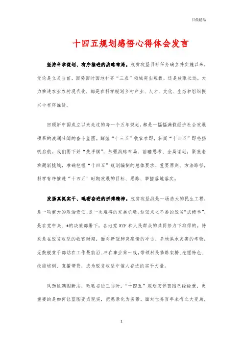 十四五规划感悟心得体会发言