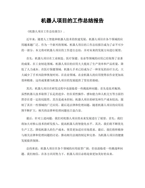 机器人项目的工作总结报告
