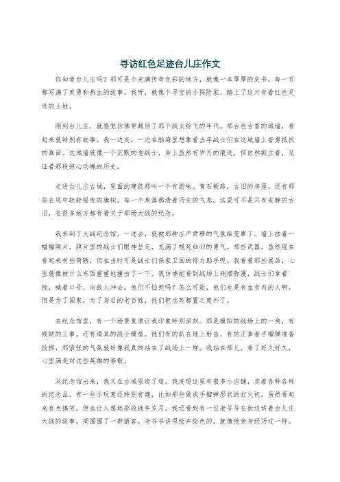 寻访红色足迹台儿庄作文