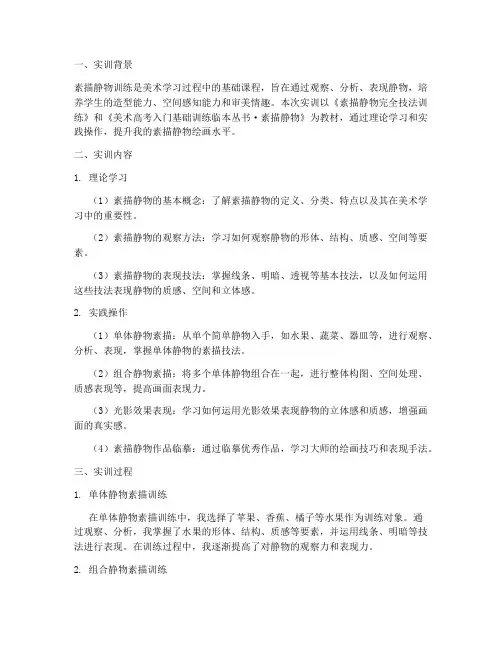 素描静物训练实训报告