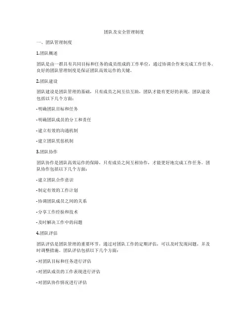 团队及安全管理制度