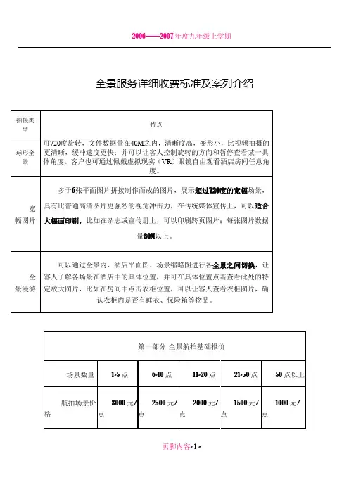 全景拍摄 报价